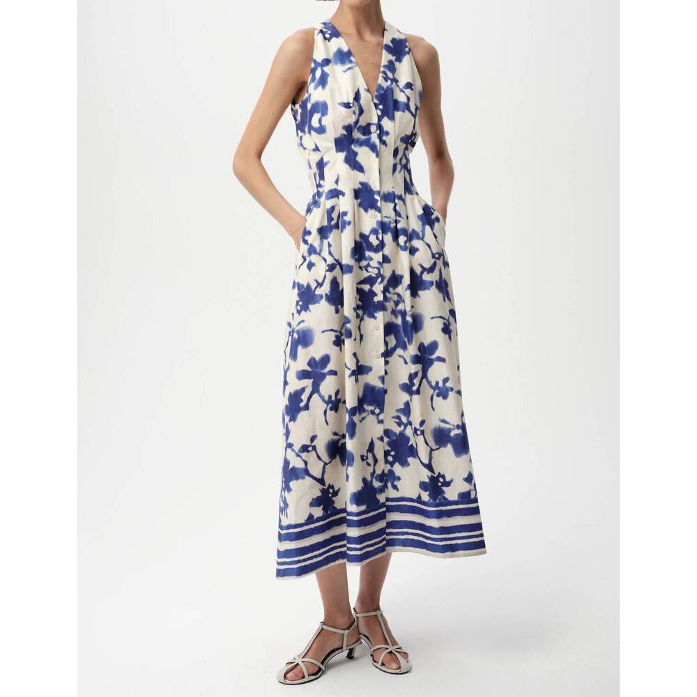 NEW EXQUISE zeta midi dress in sax-bone